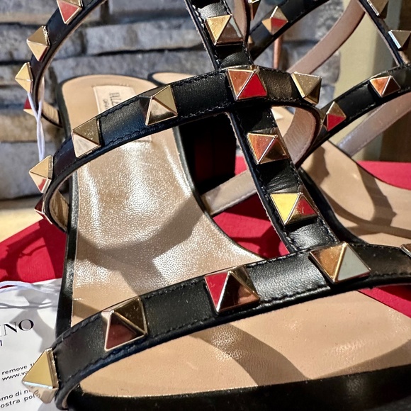 Valentino GARAVANI Rockstud Calfskin Leather Slide Sandal 60 MM BLACK Brand New - Picture 10 of 10